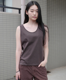 Boxy Fit Cotton Sleeveless Tee_BROWN