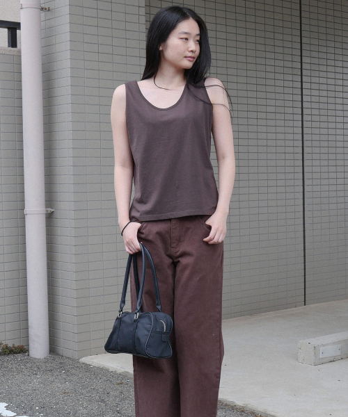 STEP AROUND(ステップアラウンド)の「Boxy Fit Cotton Sleeveless Tee_BROWN(Tシャツ/カットソー・レディース・その他・FREE)」の2枚目の写真