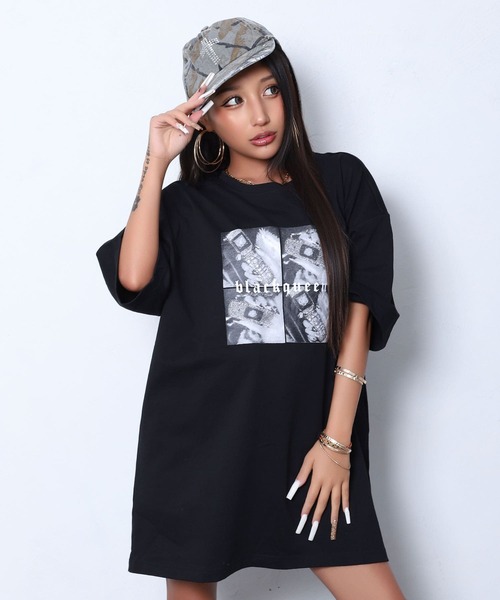 BLACKQUEEN(ブラッククイーン)の「【BLACKQUEEN】フォトプリントロングTEE(Tシャツ/カットソー・レディース・ブラック・M)」の3枚目の写真