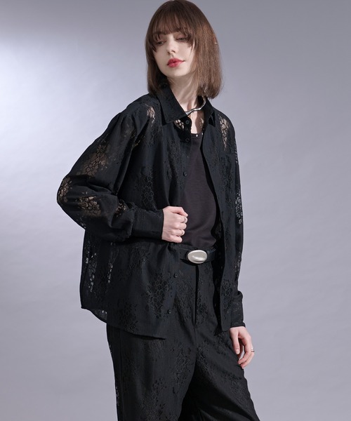 Ellno Loset(エルノロゼット)の「ニュアンスレースパッドシャツ/SETUP対応(シャツ/ブラウス・メンズ・ブラック/チャコール・SMALL/MEDIUM/LARGE)」の16枚目の写真