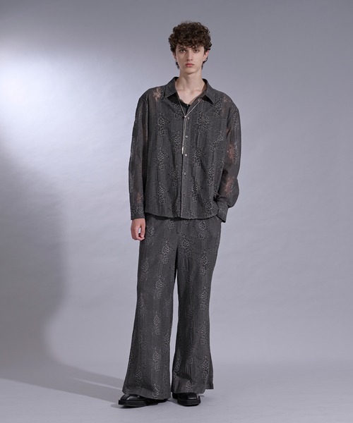 Ellno Loset(エルノロゼット)の「ニュアンスレースパッドシャツ/SETUP対応(シャツ/ブラウス・メンズ・ブラック/チャコール・SMALL/MEDIUM/LARGE)」の7枚目の写真