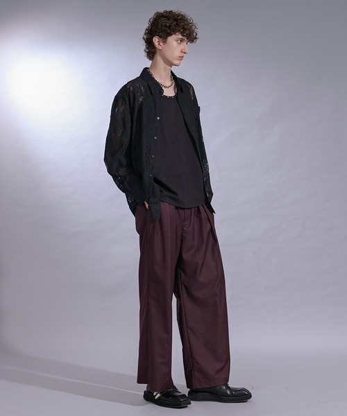 Ellno Loset(エルノロゼット)の「ニュアンスレースパッドシャツ/SETUP対応(シャツ/ブラウス・メンズ・ブラック/チャコール・SMALL/MEDIUM/LARGE)」の14枚目の写真