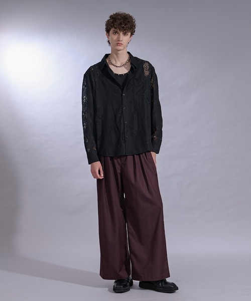 Ellno Loset(エルノロゼット)の「ニュアンスレースパッドシャツ/SETUP対応(シャツ/ブラウス・メンズ・ブラック/チャコール・SMALL/MEDIUM/LARGE)」の15枚目の写真