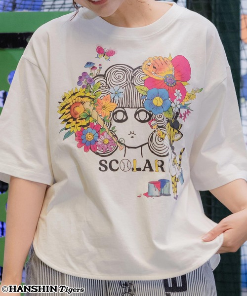 ScoLar(スカラー)の「462024:阪神タイガース×ScoLar スカラー花柄xちいさなトラのこども柄Tシャツ(Tシャツ/カットソー・レディース・オフホワイト/ブラック・L/M)」の17枚目の写真