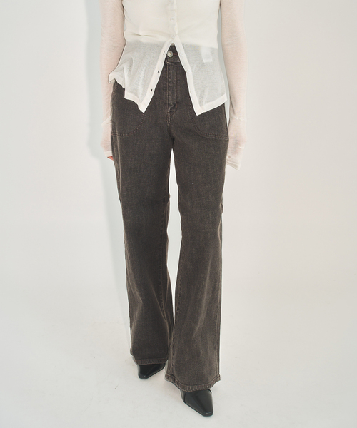 U by SPICK&SPAN(ユーバイスピックアンドスパン)の「《 追加 / 新色 》SOMETHING / サムシング LISA LACE UP WIDE(デニムパンツ・レディース・ブラウン/ブルー/ネイビー・SMALL/MEDIUM/LARGE)」の4枚目の写真