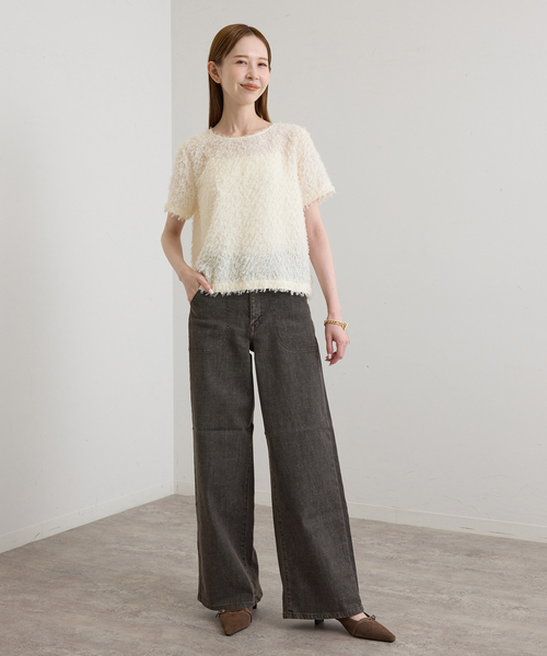 U by SPICK&SPAN(ユーバイスピックアンドスパン)の「《 追加 / 新色 》SOMETHING / サムシング LISA LACE UP WIDE(デニムパンツ・レディース・ブラウン/ブルー/ネイビー・SMALL/MEDIUM/LARGE)」の5枚目の写真