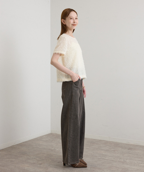 U by SPICK&SPAN(ユーバイスピックアンドスパン)の「《 追加 / 新色 》SOMETHING / サムシング LISA LACE UP WIDE(デニムパンツ・レディース・ブラウン/ブルー/ネイビー・SMALL/MEDIUM/LARGE)」の6枚目の写真