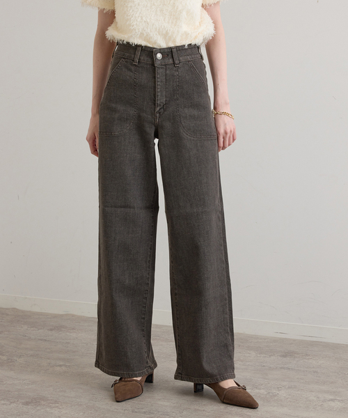 U by SPICK&SPAN(ユーバイスピックアンドスパン)の「《 追加 / 新色 》SOMETHING / サムシング LISA LACE UP WIDE(デニムパンツ・レディース・ブラウン/ブルー/ネイビー・SMALL/MEDIUM/LARGE)」の9枚目の写真