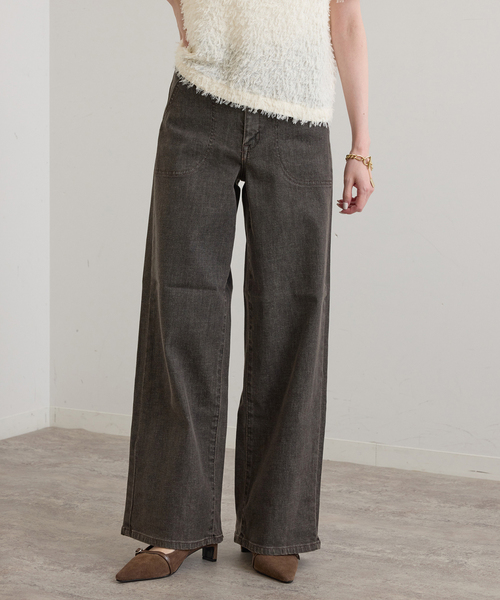 U by SPICK&SPAN(ユーバイスピックアンドスパン)の「《 追加 / 新色 》SOMETHING / サムシング LISA LACE UP WIDE(デニムパンツ・レディース・ブラウン/ブルー/ネイビー・SMALL/MEDIUM/LARGE)」の10枚目の写真