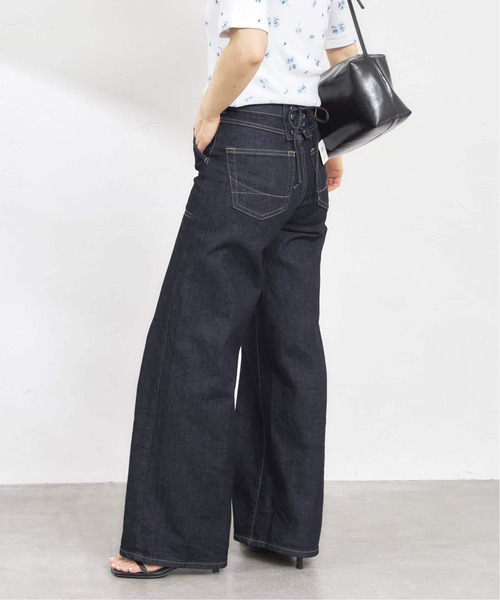 U by SPICK&SPAN(ユーバイスピックアンドスパン)の「《 追加 / 新色 》SOMETHING / サムシング LISA LACE UP WIDE(デニムパンツ・レディース・ブラウン/ブルー/ネイビー・SMALL/MEDIUM/LARGE)」の18枚目の写真