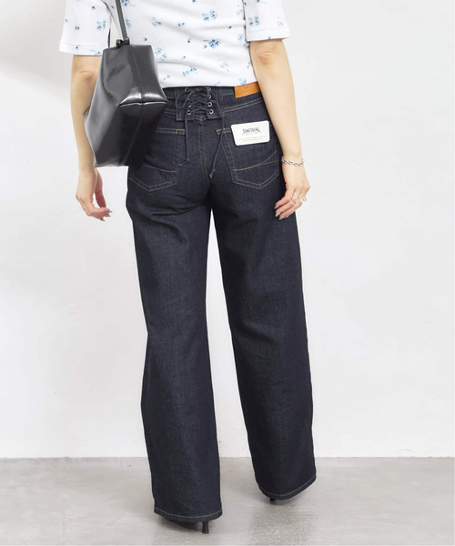 U by SPICK&SPAN(ユーバイスピックアンドスパン)の「《 追加 / 新色 》SOMETHING / サムシング LISA LACE UP WIDE(デニムパンツ・レディース・ブラウン/ブルー/ネイビー・SMALL/MEDIUM/LARGE)」の19枚目の写真