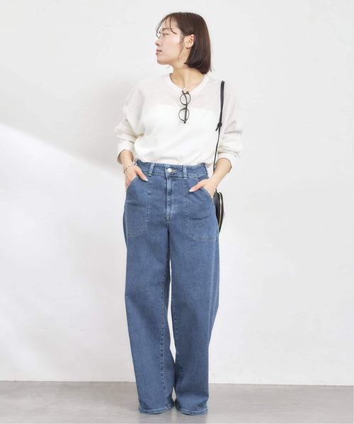 U by SPICK&SPAN(ユーバイスピックアンドスパン)の「《 追加 / 新色 》SOMETHING / サムシング LISA LACE UP WIDE(デニムパンツ・レディース・ブラウン/ブルー/ネイビー・SMALL/MEDIUM/LARGE)」の21枚目の写真