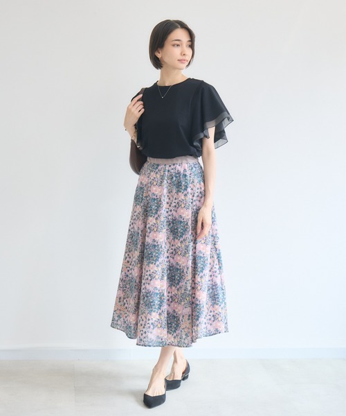 KATHARINE ROSS(キャサリンロス)の「【接触冷感/UVカット/遮熱/毛玉防止】フリル袖プルオーバー/シフォン袖Tシャツ(Tシャツ/カットソー・レディース・ホワイト/ブラック・FREE)」の20枚目の写真