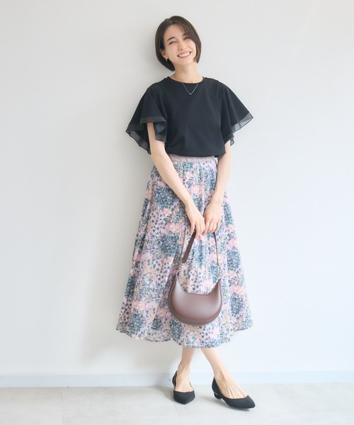 KATHARINE ROSS(キャサリンロス)の「【接触冷感/UVカット/遮熱/毛玉防止】フリル袖プルオーバー/シフォン袖Tシャツ(Tシャツ/カットソー・レディース・ホワイト/ブラック・FREE)」の21枚目の写真