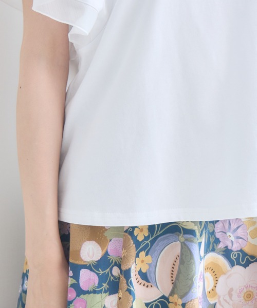 KATHARINE ROSS(キャサリンロス)の「【接触冷感/UVカット/遮熱/毛玉防止】フリル袖プルオーバー/シフォン袖Tシャツ(Tシャツ/カットソー・レディース・ホワイト/ブラック・FREE)」の13枚目の写真