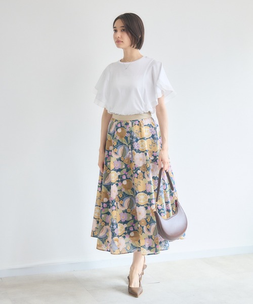 KATHARINE ROSS(キャサリンロス)の「【接触冷感/UVカット/遮熱/毛玉防止】フリル袖プルオーバー/シフォン袖Tシャツ(Tシャツ/カットソー・レディース・ホワイト/ブラック・FREE)」の8枚目の写真