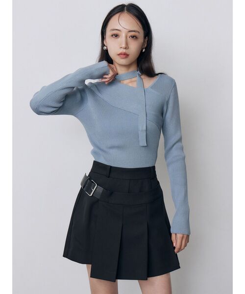 MURUA（ムルーア）の「ベルテッドアシメプリーツスカパン（その他パンツ・レディース・ブラウン/ブラック/グレー・2/1）」の9枚目の写真