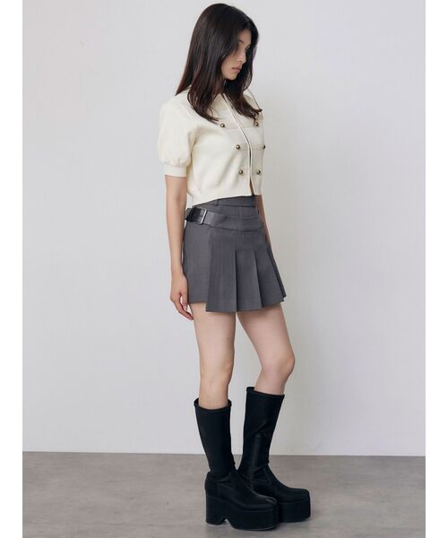 MURUA（ムルーア）の「ベルテッドアシメプリーツスカパン（その他パンツ・レディース・ブラウン/ブラック/グレー・2/1）」の4枚目の写真