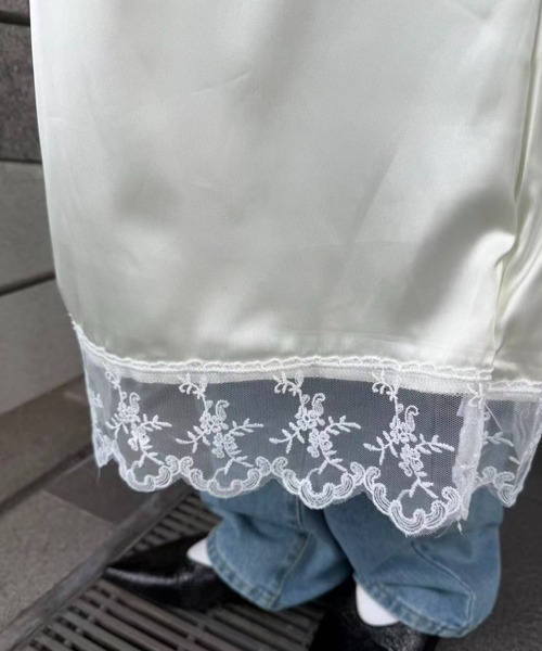 mebole(メボレ)の「satin lace long skirt(スカート・レディース・ブルー/アイボリー・FREE)」の15枚目の写真