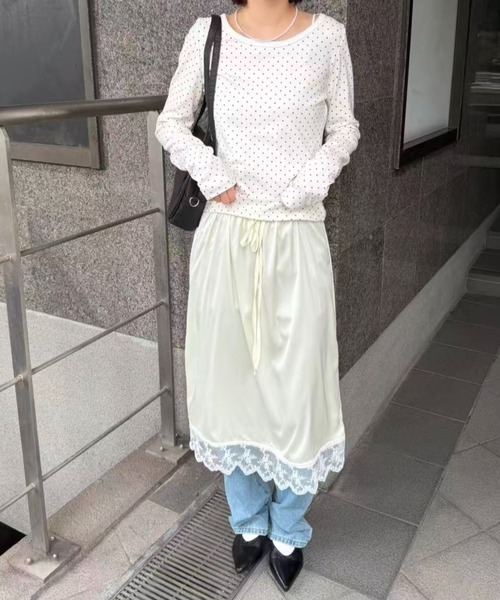 mebole(メボレ)の「satin lace long skirt(スカート・レディース・ブルー/アイボリー・FREE)」の20枚目の写真