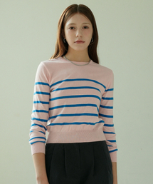 Cotton Round Stripe Knit (Pink)