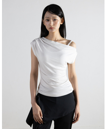 ワンショルダー スリムフィット Tシャツ ホワイト