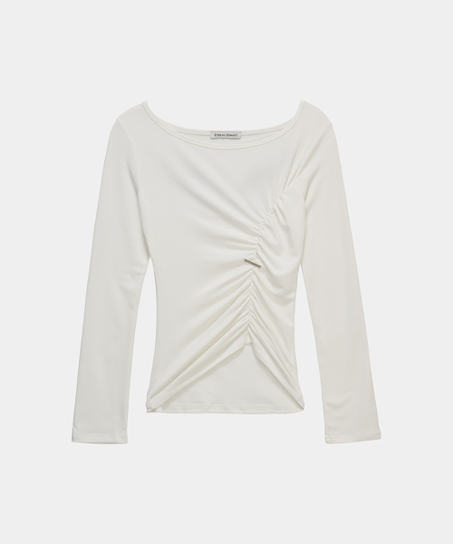 ETRE AU SOMMET(エトレオソメ)の「Drape Wing Shirring Long Sleeve (White)(Tシャツ/カットソー・レディース・ホワイト・FREE)」の4枚目の写真