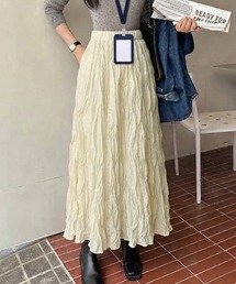 ランダムプリーツロングスカート