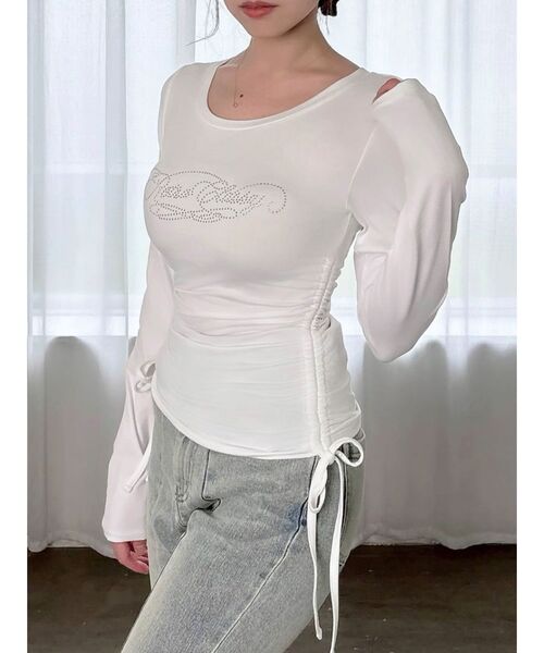 RESEXXY(リゼクシー)の「【骨格ストレート向け】サイドドロストロングTシャツ(Tシャツ/カットソー・レディース・ブラック/ホワイト・FREE)」の1枚目の写真