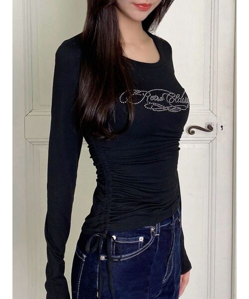 RESEXXY(リゼクシー)の「【骨格ストレート向け】サイドドロストロングTシャツ(Tシャツ/カットソー・レディース・ブラック/ホワイト・FREE)」の2枚目の写真
