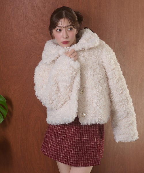 Ambre Neige(アンブルネージュ)の「poodle fake fur stand neck blouson / プードルフェイクファースタンドネックブルゾン(ブルゾン・レディース・ダークブラウン/ベージュ/アイボリー・FREE)」の18枚目の写真