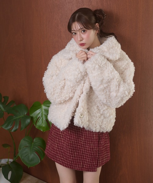 Ambre Neige(アンブルネージュ)の「poodle fake fur stand neck blouson / プードルフェイクファースタンドネックブルゾン(ブルゾン・レディース・ダークブラウン/ベージュ/アイボリー・FREE)」の19枚目の写真
