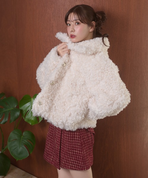Ambre Neige(アンブルネージュ)の「poodle fake fur stand neck blouson / プードルフェイクファースタンドネックブルゾン(ブルゾン・レディース・ダークブラウン/ベージュ/アイボリー・FREE)」の20枚目の写真