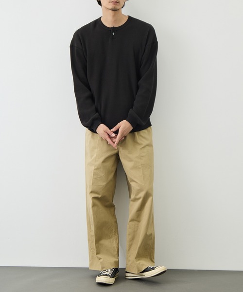 is-ness(イズネス)の「【is-ness/イズネス】Thermal Henley Long-sleeve Shirt(Tシャツ/カットソー・メンズ・ブラック/オフホワイト・L/M)」の7枚目の写真