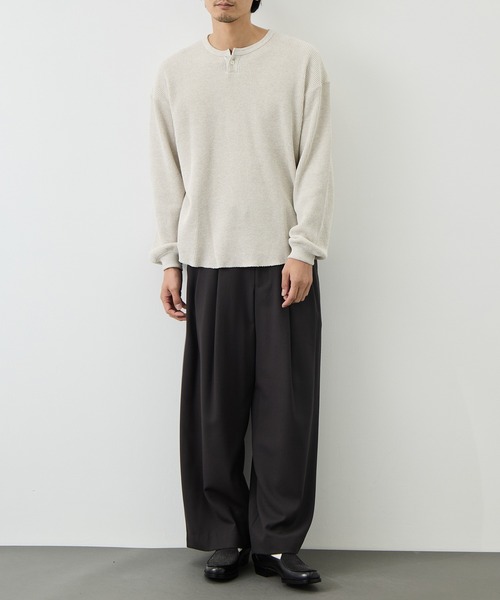 is-ness(イズネス)の「【is-ness/イズネス】Thermal Henley Long-sleeve Shirt(Tシャツ/カットソー・メンズ・ブラック/オフホワイト・L/M)」の14枚目の写真