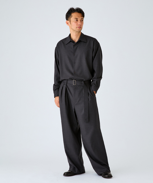 EDIFICE（エディフィス）の「ウール ツイル ベルテッド パンツ（スラックス・メンズ・チャコールグレー/ブラウン・SMALL/MEDIUM/LARGE）」の4枚目の写真