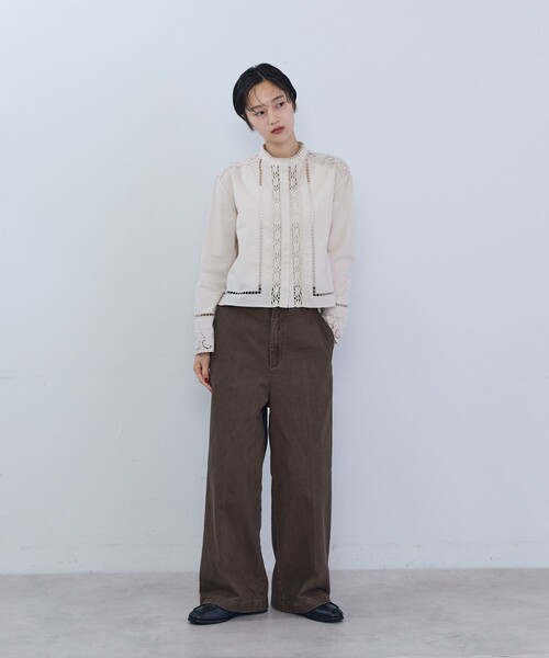 ADIEU TRISTESSE(アデュートリステス)の「インドポプリンレースブラウス(シャツ/ブラウス・レディース・アイボリー/ブラック・38)」の3枚目の写真