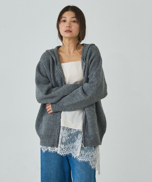 abahouse mavie(アバハウスマヴィ)の「ニットジップパーカー(ニット/セーター・レディース・ブラウン/グレイッシュベージュ/グレー・フリー)」の10枚目の写真