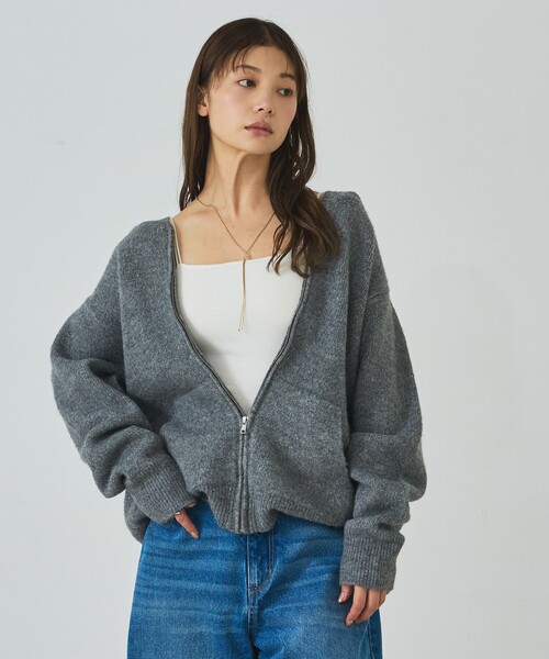 abahouse mavie(アバハウスマヴィ)の「ニットジップパーカー(ニット/セーター・レディース・ブラウン/グレイッシュベージュ/グレー・フリー)」の13枚目の写真