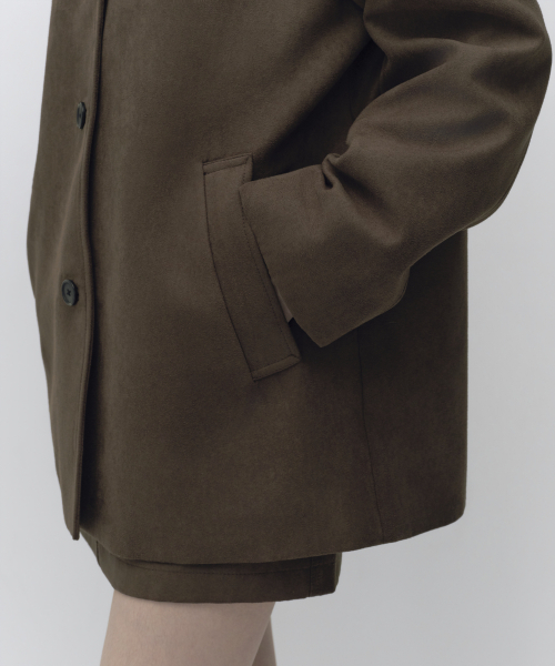 MUSINSA STANDARD WOMAN（ムシンサスタンダードウーマン）の「ウィメンズ シンセティックスエード カーコート [ブラウン]（トレンチコート・レディース・その他・X-SMALL/SMALL/MEDIUM/LARGE）」の5枚目の写真