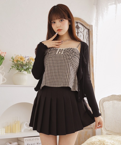 Anely(アネリー)の「【2点セット】 チェック柄シャーリングキャミソール×リブカーディガン(その他トップス・レディース・ブラック/レッド/ブラウン・FREE)」の17枚目の写真