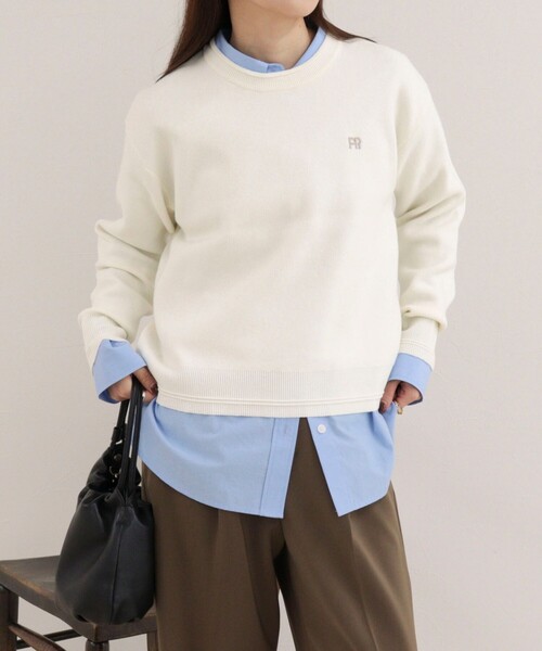 fredy emue(フレディエミュ)の「【WEB限定】FR刺繍スウェットニットプルオーバー(ニット/セーター・レディース・オフホワイト/ネイビー/グレー・38)」の8枚目の写真