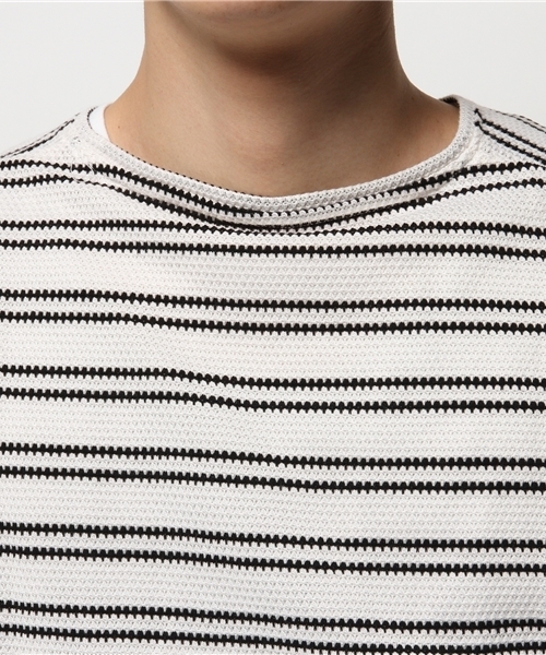 VENCEEXCHANGE（ヴァンスエクスチェンジ）の「ボーダー ロング丈アンサンブル（Tシャツ/カットソー・メンズ・オフホワイト/ブラック・LARGE/MEDIUM）」の6枚目の写真