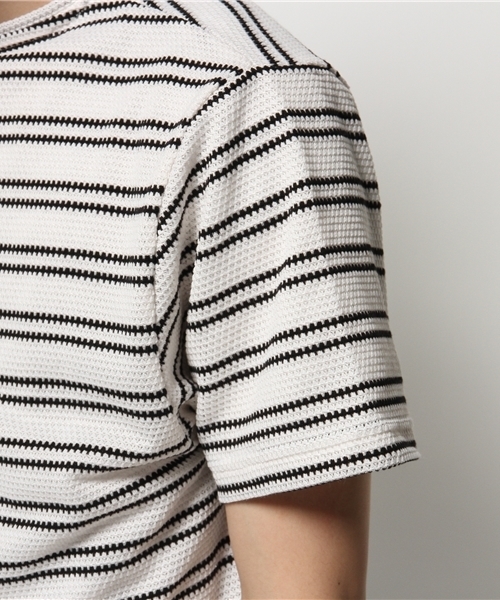 VENCEEXCHANGE（ヴァンスエクスチェンジ）の「ボーダー ロング丈アンサンブル（Tシャツ/カットソー・メンズ・オフホワイト/ブラック・LARGE/MEDIUM）」の7枚目の写真