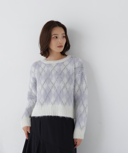 NATURAL BEAUTY BASIC(ナチュラルビューティーベーシック)の「シャギーアーガイルニット(ニット/セーター・レディース・ホワイト系その他/ピンク系その他2/ブラウン系その他・FREE)」の4枚目の写真