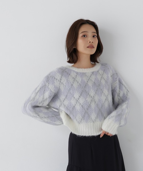 NATURAL BEAUTY BASIC(ナチュラルビューティーベーシック)の「シャギーアーガイルニット(ニット/セーター・レディース・ホワイト系その他/ピンク系その他2/ブラウン系その他・FREE)」の6枚目の写真