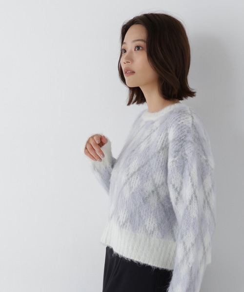 NATURAL BEAUTY BASIC(ナチュラルビューティーベーシック)の「シャギーアーガイルニット(ニット/セーター・レディース・ホワイト系その他/ピンク系その他2/ブラウン系その他・FREE)」の8枚目の写真