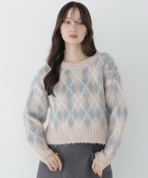 NATURAL BEAUTY BASIC(ナチュラルビューティーベーシック)の「シャギーアーガイルニット(ニット/セーター・レディース・ホワイト系その他/ピンク系その他2/ブラウン系その他・FREE)」の15枚目の写真