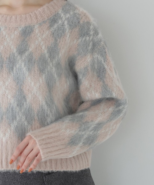 NATURAL BEAUTY BASIC(ナチュラルビューティーベーシック)の「シャギーアーガイルニット(ニット/セーター・レディース・ホワイト系その他/ピンク系その他2/ブラウン系その他・FREE)」の12枚目の写真