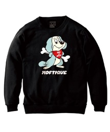 Moftique(モフティック) トレーナー レディース スウェット アニマル 犬 ドッグ イラスト ロゴ プリント スウェットシャツ スエット プルオーバー トップス ユニセックス